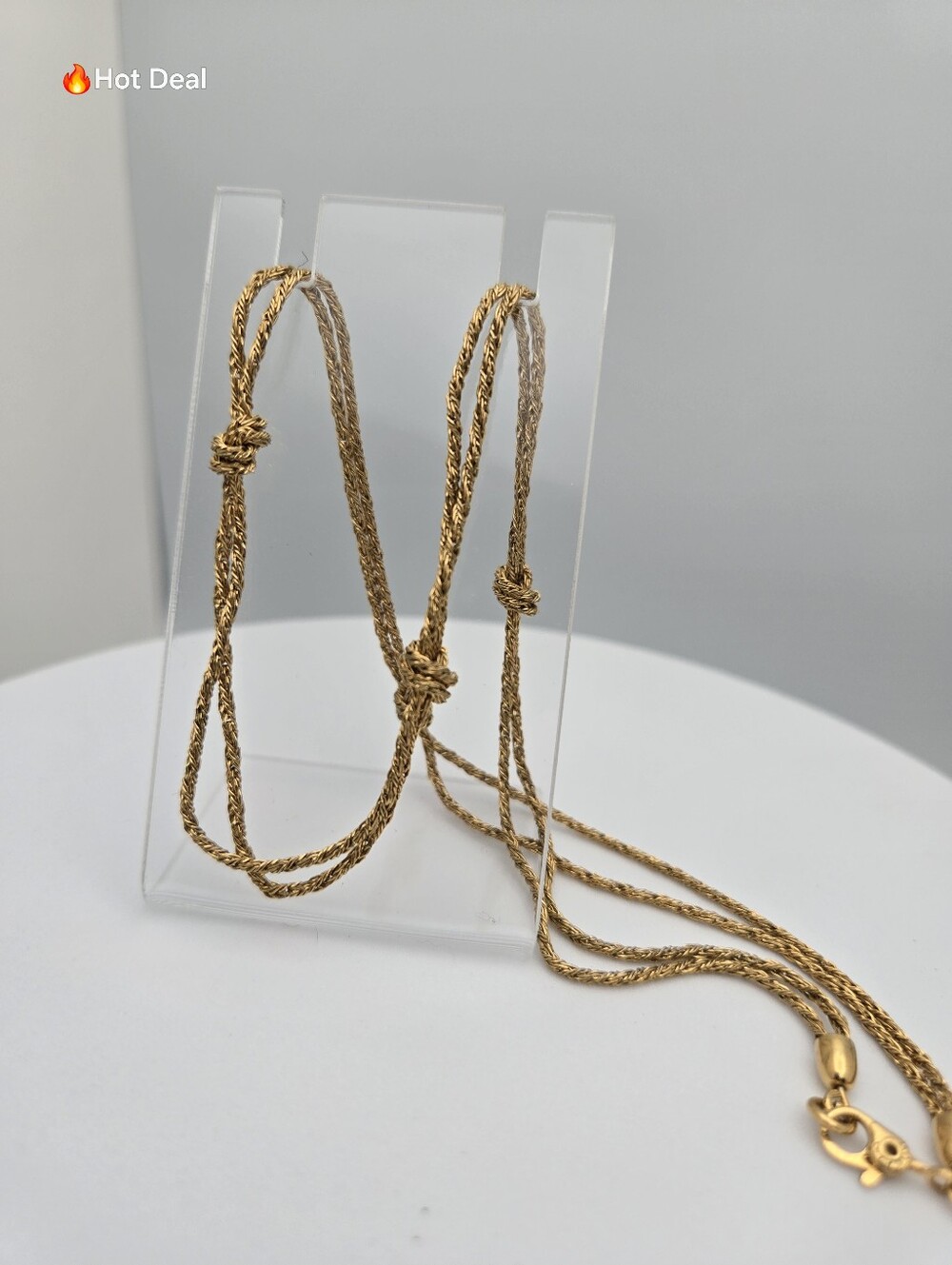 Vintage Monet Gold Tone Rope Knot Chain Necklace Signed 18"